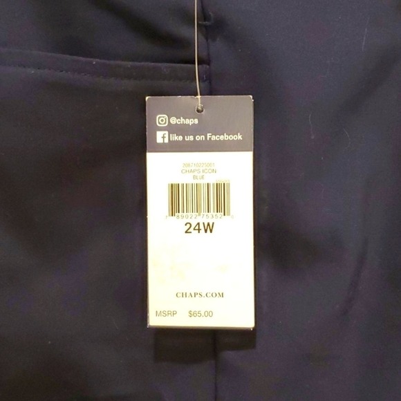 Chaps Pull-On Comfort Pants Straight Leg Career Casual Navy Blue Plus - Picture 11 of 12